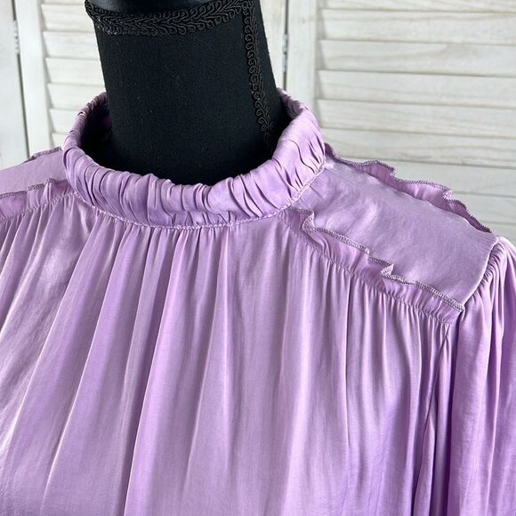 TCEC Lavender Poet Sleeve Blouse Top Large - Picture 2 of 11